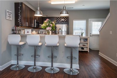 White high-top countertop seating