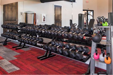 Free weights at fitness center