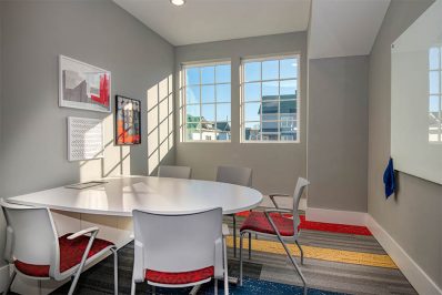 White round table with natural light pouring in from window