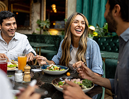 young adults eating